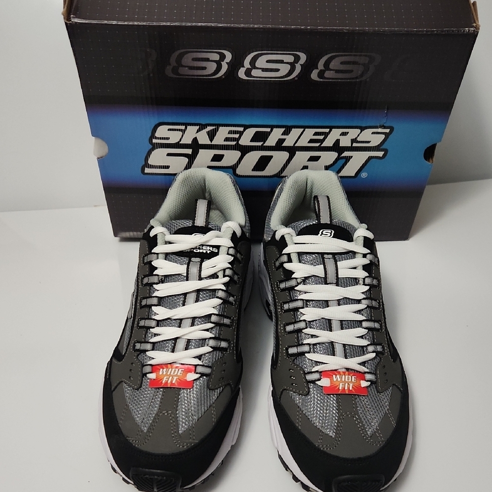 Skechers Sport Black and White Wide Fit Sneakers